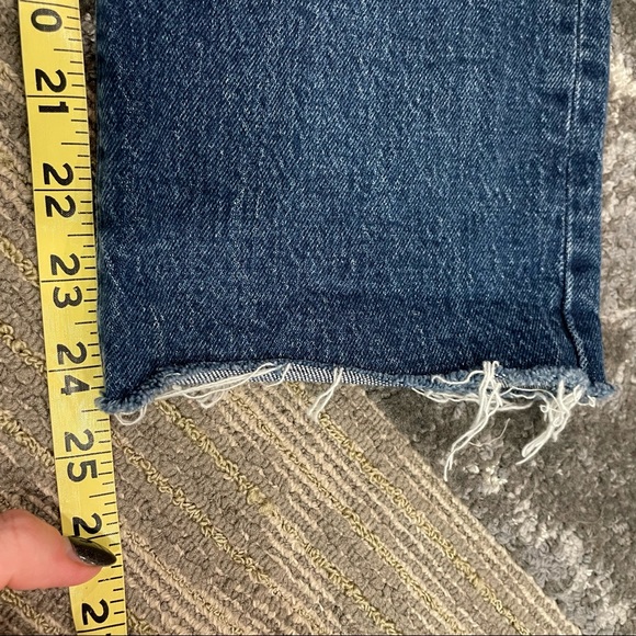 Levi’s Premium Wedgie Straight Jeans Blue Raw Hem Button Fly Sz 27 Dark Wash - Picture 13 of 13